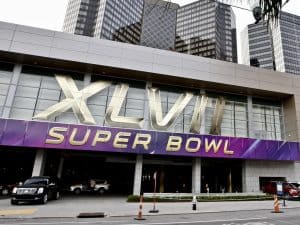 Buidling wrap on Hyatt Super Bowl XLVII 
