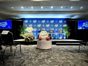 Backdrop for Super Bowl LIX press event