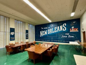 Wall mural and graphics for the Super Bowl LIX Ambassador Activation at Union Terminal